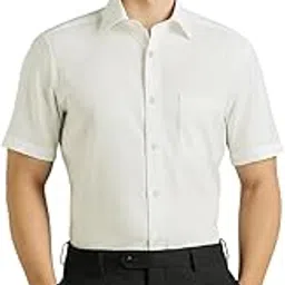 louis philippe Men's Easy to Iron Premium Cotton Wrinkle Resistant Regular Fit Solid Half Sleeve Formal Shirt-picture-33
