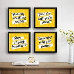 SAF paintings Set of 4 Stop Saying Tomorrow Motivational UV Coated Home Decorative Gift Item Framed Painting 19 inch X 19 inch SET4_29(Multicolor) image 1