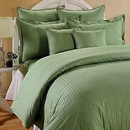 RUSTIC LINEN Super Soft Brushed Microfiber Cotton Satin Striped Double Duvet/Quilt/Razai/Comforter Cover,90X100(Inches) Zip Cover,228X254(CM) Comforter Cover with Zipper with Four Corner Ties image 1