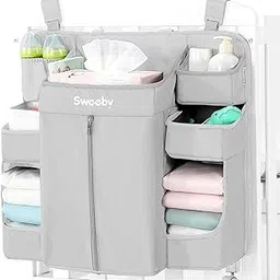 sweeby Diaper Organizer for Changing Table and Crib Diaper Stacker Nursery Organizers for Cribs Hanging Diaper Caddy Organizer for Baby Essentials-picture-11