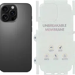 Blyton Matte Finish Back Screen Protector Compatible Witha iPhone 16 Pro Unbreakable Membrane Scratch Guard Transparent TPU Full Fit Protective, Case Friendly (Back & Side) image 1