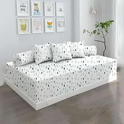 Bhoomi Impex Pure Microfiber 6 Pieces Designer Printed Standard Diwan Set - Single bedsheet, 3 Cushions Covers and 2 Bolster Covers Single- Winter Forest-image-8
