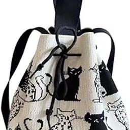 kawn Women's Crochet Drawstring Bucket Bag, Stylish Tote Purse, Crossbody Shoulder Bag, Boho Chic Handbag for Beaches, Party and Everyday Use.-picture-55