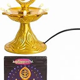 Traditional Electric Diwali Lamp, Gold, Double and Single Layer Design with Om Symbol, Decorative Temple Light with 6 Amp Power Cord (Double Layer)-picture-14