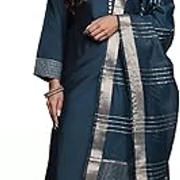 libas Women's Solid Silk Blend Straight Kurta with Trousers & Dupatta-picture-33