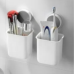 Boniry Plastic Toothbrush Holders for Bathroom, Wall-Mounted Brush Holder, Tooth Brushes Holder Stand, Bathroom Organiser and Toothpaste Holder - Washroom Organizer and Brush Stand (Abs White 2 Pcs)-image-30