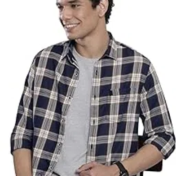 the indian garage co Men's Cotton Regular Fit Checkered Full Sleeves Cutaway Collar Casual Shirt-picture-30