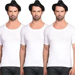 My Cityfashion Men's White Round Neck Half Sleeves 100% Cotton 3 Pcs Vest Combo with Extended Length for Easy Tuck-picture-11