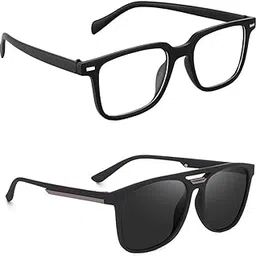 Driving Retro Square Clear and Stylish Sunglass for Men & Women | Full-Rim Cover Eyewear for Driving, Cycling, Sports | Lightweight Flexible for All-Day Comfort S.N-52-image-12