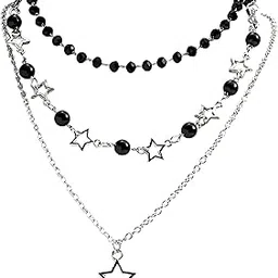 SNOWY SHOP 3-Piece Black & Silver Y2K Layered Necklace Set – Trendy Adjustable Artificial Chains for Girls & Women | Aesthetic Fashion Jewelry Gift for Sister on Raksha Bandhan Rakhi-image-57