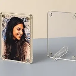 Acrylic Magnetic Photo Frame – Dual Use Mini Clear Standing Frame for Fridge & Desk | Double-Sided Floating Display | Strong Neodymium Magnets | 3.5x2.5 Inch - Pack of 1-image-11