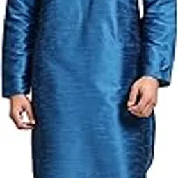 skavij Men's Art Silk Solid Kurta Pyjama Set Festive Woven Design 2-Piece Ethnic Dress-picture-17