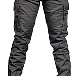 Men's Cargo Jogger Pants, Drawstring Waist, Multi-Pocket Design, Grey-picture-17