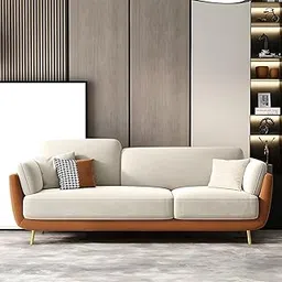 WESTERN WOOD ART Stylish & Modern Heavy Duty & Luxurious Traditional 3 Seater Sofa Chesterfield Sofa Arm Sofa Three Seater Sofa for Living Room Guest Room Hotels & Office. (Brown & BEIGEEE)-image-19