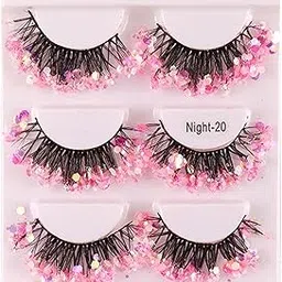 SECRET DESIRE 3 Pairs Luminous False Eyelashes Dramatic Glitter Eyelashes Soft for Stage Pink|Makeup|Eyes|False Eyelashes & Adhesives-picture-33