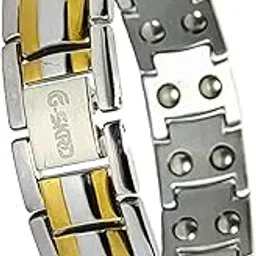 g-skrd Premium Titanium Magnetic Bracelet for Men | Dual-Tone Silver & Gold | 22 Bio-Therapeutic Magnets | Anti-Tarnish, Lightweight & Hypoallergenic | Stylish Chain-Link Design | Secure Foldover Lock | Boost Wellness & Elevate Your Style-picture-41
