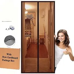 shuban Mosquito Net Mag-netic Screen Hands Free Door Mesh Screen with Full Frame Hook Loop, Pets and Kids Friendly, Keeps Bugs Out Fit Door Up to (100 cm Width X 210 cm Height, Coffee)-picture-26