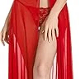 softwrap Women Lingerie Lace Babydoll High Split Maxi Long Gown Maternity Dress Night wear Sleep wear Nighty for Honeymoon-picture-40