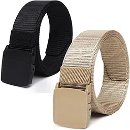 sunshopping Men's Nylon Adjustable plastic flap buckle Belt Combo Set (OPD-300)-picture-29