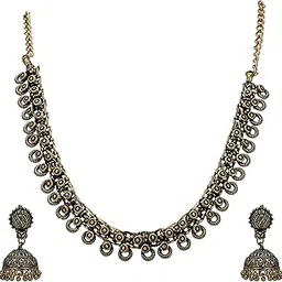 sasitrends Oxidized German Silver Necklace with Earring for Women and Girls-picture-43