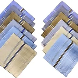 caslino Cotton Handkerchiefs for Men, 41 x 41 cm, Large Size Cotton Hanky for Gents, White & Color Stripes Napkins-picture-17