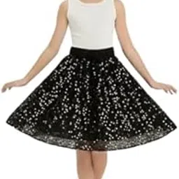 Girls Black Shining Skirt-picture-32