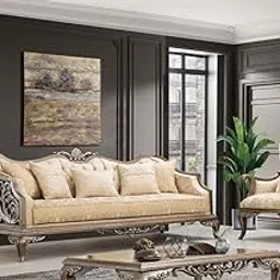 Modern Carving Design Hand Crafted Sofa Set for Your Living Room, Bedroom, Dinning Room, Hallways (Gold)-picture-13