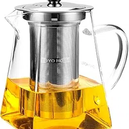 Small Clear High Borosilicate Glass Tea Pot with Removable 304 Stainless Steel Infuser, Heat Resistant Loose Leaf Teapot,Stovetop Safe, 600 ml/20 Ounce.-picture-20