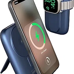 DR VAKU® 10000mAh Magnetic Wireless Power Bank for iPhone 16/15/14/13/12 Series, iWatch & Airpods 20w PD 15w Wireless Charging (Input & Output) Lithium Polymer Battery- Blue-image-21
