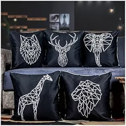 VALORIS Microfiber Satin 250TC Cushion Pillow Covers, Multicolor, Set of 5 (20X20 Inches, Minimalist)-image-56