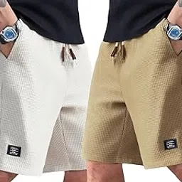 Men's Shorts Combo Pack | Stylish Slim Fit Casual Shorts for Men | Elastic Waistband | Breathable & Lightweight Fabric | Pack of 2-picture-18