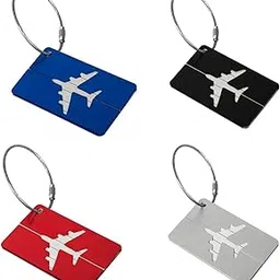 LUPINEZ Metal Luggage Tags, Travel Accessories Luggage Tags for Travel Identification Labels, Baggage Name Tags for Luggage Suitcase Tag- Pack of 4, (Multicolour)-picture-23