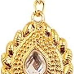 touchstone Contemporary Kundan Collection Indian Bollywood Mughal Floral Kundan Look Natural Beads Broad Bridal Jewelry Maangtika in Antique Gold Tone Women image 1