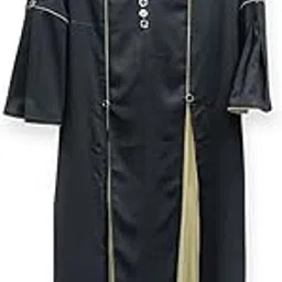 Bedoon Essm Black Designer Abaya with Bell Sleeves, Arabic Dress for Women (54Size)-picture-53