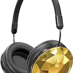 ART+SOUND Faceted On-Ear Wired Headphones | Over The Ear Wired Stereo Headphones with Adjustable Headband, Soft Ear Cushioned Pads, Foldable Design – 3.5mm Jack (Gold)-picture-33