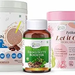 FYTIKA Daily Protein powder Chocolate flavour-400G + Fytika Immunity Booster (Immune system support)-60 Tabs + Fytika Let it Glow Pineapple, Collagen Powder-200G-picture-10