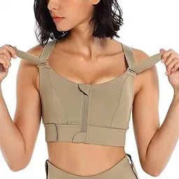 fshway Women's High Impact Sports Bra with Zip Front High Support Wireless Adjustable Plus Size for Large Breasts-picture-12