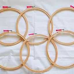 Lazy Crafts Wooden Embroidery Hoop Ring Frame, Stitch Work, Craft Work Embroidery, Adjustable Cross Stitch Embroidery Circle Hoop, Set of 6 (Size -10 Inch)-picture-32