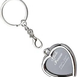 rvm store Silver Heart Photo Frame Key chain - Detachable - Hook Split Ring Personalised Keyring Keychain Gift for Him or Her-picture-44