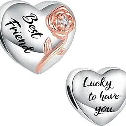 nartgo Raised Rose Heart Lucky to Have You Charm for Mom Auntie Nana Granddaughter Friend Compatible with Pandora Bracelets, Metal, No Gemstone-picture-33