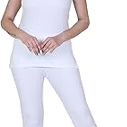 axys Womens Thermal Body Warmer Set | Sleeveless Top & Bottom Set for Women Scoop Neck | Ultra Soft Sleeveless Winter Inner Wear (Pack of 1)(White, 105/2XL)-picture-15