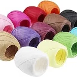 Raffia Paper Ribbon Twine Strings 15 Rolls 15 Colors Set for DIY Craft Gift Box Packing-image-40