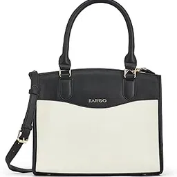 fargo Emma Handbag for Women | Ivory Canvas & Black Vegan Leather Contrast | RFID Pockets, Dual Handles, YKK Zip, Premium Finish | Stylish Office & Travel Bag | Made in India-picture-10