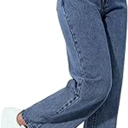 Fashion Blue High Waist Straight Fit Jeans for Women Stretchable Wide Leg Denim Jeans (WJ2-S12-$)-image-87
