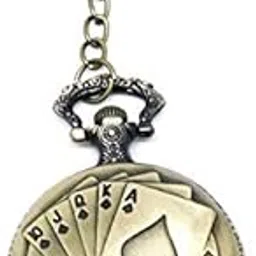 Rustic Look Brass Metal Pocket Watch Royal Flush (Gold)-image-7