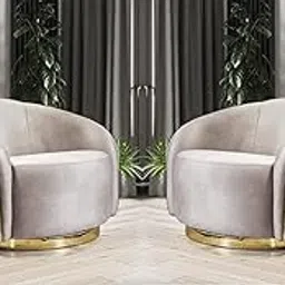 Set of 2 Velvet Dining Chairs, Cushion Seat Chair for Living Room Bedroom Restaurant, Modern Contemporary Upholstered with Polished Golden Solid Wooden Legs R22-image-48