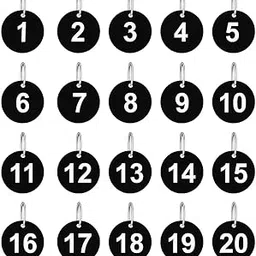 1.5 Inch Round Numbered Keychain with Marking | Durable Black Plastic Number Tags with Metal Keyring | Numbered 1-20 | Ideal for Lockers, Keys, Tables, Bags, and More-picture-16