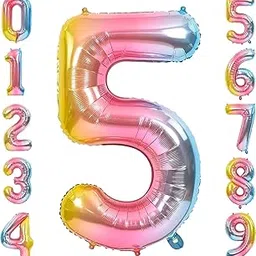 FI - FLICK IN 1 Pc Big Size Number 5 Foil Balloon 32 Inch Large Rainbow Number Foil Balloon Gradient 0 to 9 Number Balloons for Decoration 5th Birthday Anniversary Decoration Items (Pack of 1, Rainbow)-picture-14