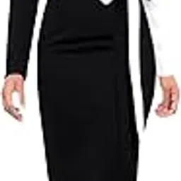 zelzis Women Polyester Colourblock Western Bodycon One Piece Dress (Classic Coller with Comfortable Belt)-picture-46