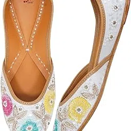 dfr Traditional Hand Dabka Zari Embroidery Rajasthani Stylish Punjabi Ethnic Comfortable Sole Cushioned Fancy Bellies Mojari Jutti for Women and Girls-picture-43